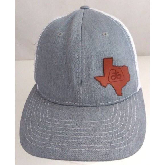 Gray Mesh Back Texas Leather Embossed Unisex Snapback Baseball Cap - Picture 2 of 7